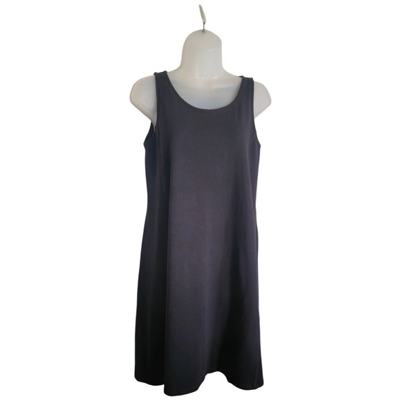 Eileen Fisher Stretch Jersey Knit Black Tank DressSlim Fit, Full Length Size S - Picture 5 of 10
